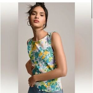 NWT Anthropologie Maeve Mina Boatneck Floral Sleeveless Top Multicolor XL Summer